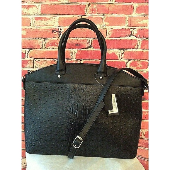 NWTPut It All in Here Vegan Leather Large Ostrich Print Tote Fashion Handbag Blk - Picture 2 of 12